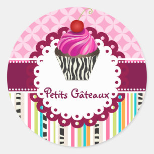 PixDezinesいちご渦巻きカップケーキ/DIYカラー ラウンドシール