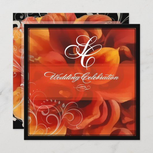 PixDezinesがオレンジ色のカラユリを燃やした 招待状 (正面/裏面)