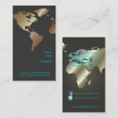 PixDezinesがグローバル/ワールドマップ/メタリックに変フェイク換 名刺 (正面/裏面)