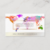 PixDezinesがグローバル/水色のワールドマップに移動 名刺 (正面)