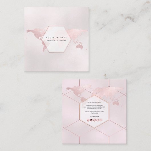 PixDezinesがグローバル/赤面金ゴールドマップの書き出し スクエア名刺 (正面/裏面)