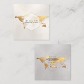 PixDezinesがグローバル/金ゴールドのワードマフェイクップに移動中 スクエア名刺 (正面/裏面)