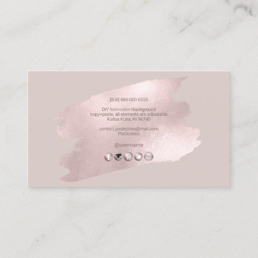 PixDezinesきらめく赤面ピンクH2ブラシストローク 名刺 (裏面)
