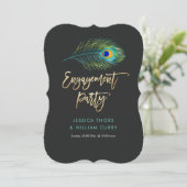 PixDezinesきらめくPeacock Fethere/婚約 招待状 (スタンド正面)