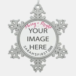 PixDezinesこカスタマイズの雪片 スノーフレークピューターオーナメント