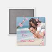 PixDezinesさくらんぼBlossom、日付写真を保存 マグネット (正面/裏面)