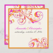 PixDezinesつる植物の旋回|サンゴ+暗い赤紫色|DIYカラー 招待状 (正面/裏面)