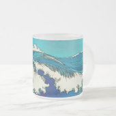 PixDezinesによる上原の海の波、 上原 フロストグラスマグカップ (正面右)