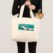 PixDezinesによる上原の海の波、 上原 ラージトートバッグ (正面(商品))