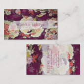 PixDezinesのきもの/偽縮緬/オリエンタルな花 名刺 (正面/裏面)