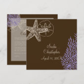 PixDezinesのイソギンチャク/紫のサンゴ 招待状 (正面/裏面)