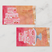 PixDezinesのウェディングケーキ/水彩画風のエフェクト 名刺 (正面/裏面)