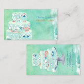 PixDezinesのウェディングケーキ/水彩画風のエフェクト 名刺 (正面/裏面)