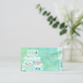 PixDezinesのウェディングケーキ/水彩画風のエフェクト 名刺 (スタンド正面)