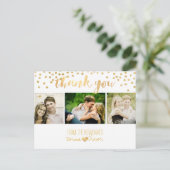 PixDezinesのウェディングサンクス/ゴールドコンフェッティ ポストカード (スタンド正面)