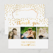 PixDezinesのウェディングサンクス/ゴールドコンフェッティ ポストカード (正面/裏面)