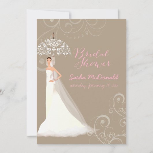 PixDezinesのウェディングシャワー/レース傘/DIY背景 招待状 (正面)