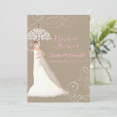 PixDezinesのウェディングシャワー/レース傘/DIY背景 招待状 (スタンド正面)