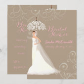 PixDezinesのウェディングシャワー/レース傘/DIY背景 招待状 (正面/裏面)