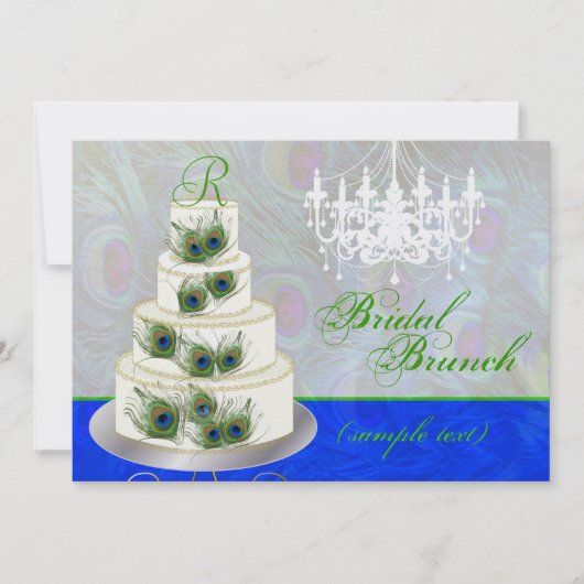 PixDezinesのウェディングブッフェ/手作りイベント/孔雀のケーキ 招待状 (正面)