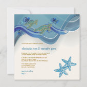 PixDezinesのウミガメ/ホヌ+ウェーブ/日の背景 招待状 (裏面)