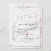 PixDezinesのエレガントなスクリプト、マーブル+フェイク ローズゴールド 招待状 (正面)