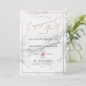 PixDezinesのエレガントなスクリプト、マーブル+フェイク ローズゴールド 招待状 (スタンド正面)