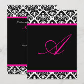 PixDezinesのオリビア ダマスク モノグラム / DIY カラー＆フォント 招待状 (正面/裏面)