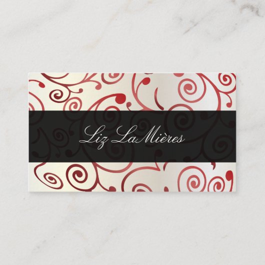 PixDezinesのカップケーキが渦巻き+ルビーの赤 名刺 (裏面)