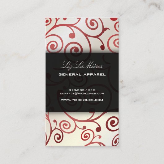 PixDezinesのカップケーキが渦巻き+ルビーの赤 名刺 (正面)