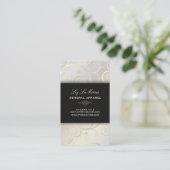 PixDezinesのカップケーキの渦巻き + 真珠のような白 名刺 (スタンド正面)