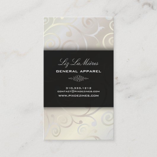 PixDezinesのカップケーキの渦巻き + 真珠のような白 名刺 (正面)