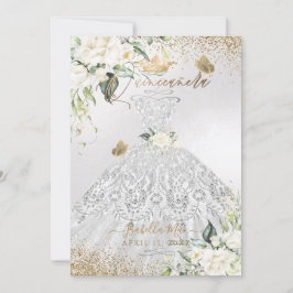 PixDezinesのキンセアニエラ シルバードレス ゴールドグリッター   招待状