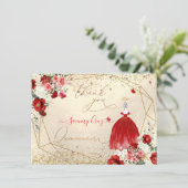 PixDezinesのキンセアニエラ 赤いドレスのお礼 招待状 (スタンド正面)