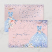 PixDezinesのキンチャネラ お礼 ダスティーブルーのドレス 招待状 (正面/裏面)