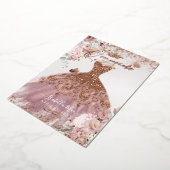 PixDezinesのキンチャネラ　ダスティーローズゴールドのドレス 箔招待状 (回転した状態)