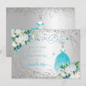 PixDezinesのキンチャネラ 水色のドレス おめでたい日 招待状 (正面/裏面)