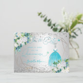 PixDezinesのキンチャネラ 水色のドレス おめでたい日 招待状 (スタンド正面)