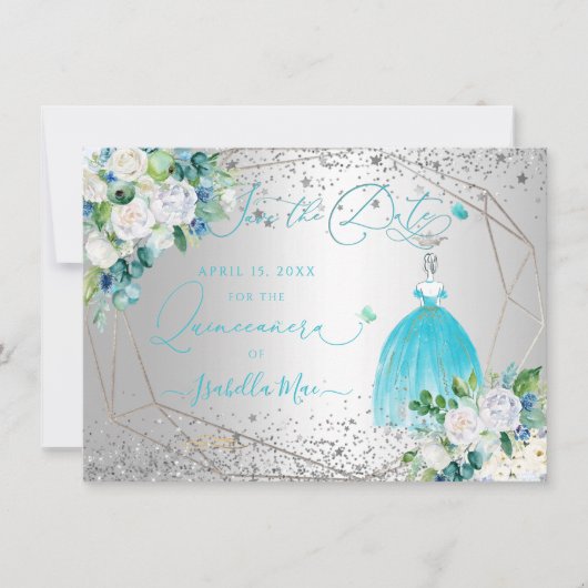 PixDezinesのキンチャネラ 水色のドレス おめでたい日 招待状 (正面)