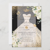 PixDezinesのキンチャネラ Champagne Gold グリッター ドレス 招待状 (裏面)