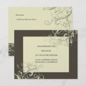 PixDezinesのクリーム色の渦巻き+グラファイト 招待状 (正面/裏面)