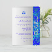 PixDezinesのグランジスターミツヴァーブルーシルバー 招待状 (スタンド正面)