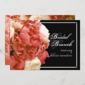 PixDezinesのコーラル ピオン/ハイドレンジア/ブライダル ブランシュ 招待状 (正面/裏面)