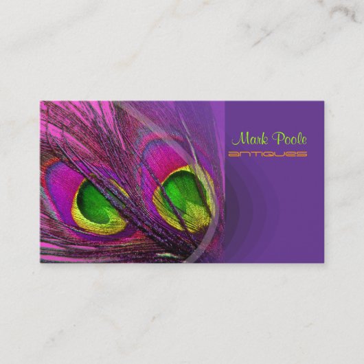 PixDezinesのサイケデリックなピーコック、あなた好みにカスタマイズ！ 名刺 (正面)