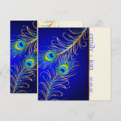 PixDezinesのサイケデリックな孔雀/コバルトブルー 招待状 (正面/裏面)