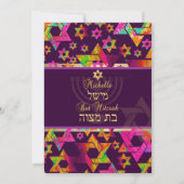 PixDezinesのサイケデリックな星/ミツバ/DIYカラー 招待状 (裏面)