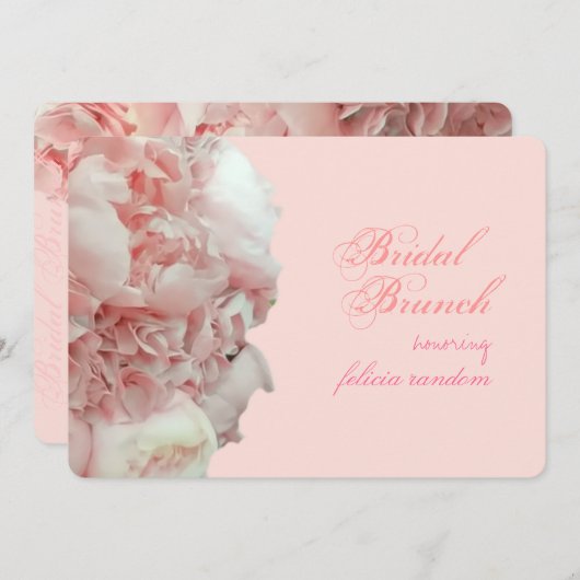 PixDezinesのサンゴ色の芍薬/ハイドランジア/ DIYイベント 招待状 (正面/裏面)