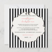 PixDezinesのシンプルな縞模様 黒+白/ゼブラフレーム 招待状 (裏面)