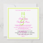 PixDezinesのシーホース/ライムグリーン/ピンク/DIYの背景 招待状 (裏面)