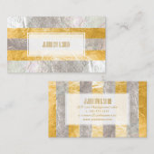 PixDezinesのストライプ/偽の銀箔/金箔 名刺 (正面/裏面)